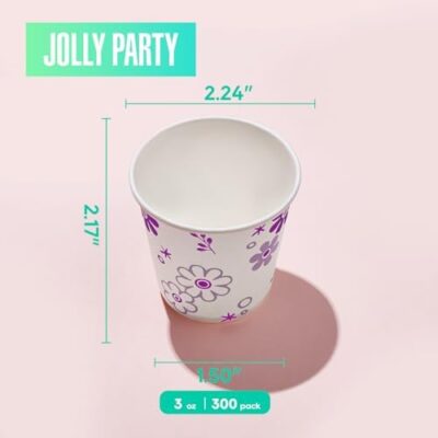 [300 Pack] 3Oz Disposable Bathroom Cups, Paper Cups, Mouthwash Cups, Cold Disposable Drinking Cup For Party, Picnic, Bbq, Travel, And Event, Purple Floral - Image 3