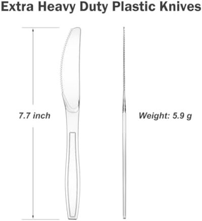 100 Count Extra Heavy Duty Clear Plastic Knives Disposable, Bpa-Free, Heat Resistant, Solid And Durable Disposable Knives Bulk, Premium Plastic Knives Heavy Duty For Party Supply - Image 2