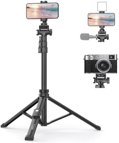 Xxzu Tripod,60" Camera Tripod With Travel Bag,Cell Phone Tripod With Remote,Professional Aluminum Portable Tripod Stand With Phone Tripod Mount&1/4?Screw,For Phone/Camera/Projector/Dslr/Slr