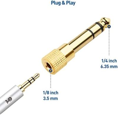 Cable Matters 5-Pack 1/4 To 1/8 Headphone Adapter, 6.35Mm To 3.5Mm Adapter Male To Female, Gold Plated Stereo Headphone 3.5Mm To 1/4 Adapter - Image 2