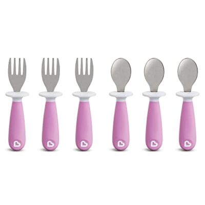 Munchkin? Raise™ Toddler Fork And Spoon Utensil Set, Rest Keeps Tip Off Table, Bpa Free, 4 Pack, Blue/Green