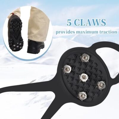 2 Pairs Non Slip Gripper Spike, Ice Grippers Traction Cleats Snow Shoe Spikes Grips Crampons With 10 Steel Studs Cleats - Image 3