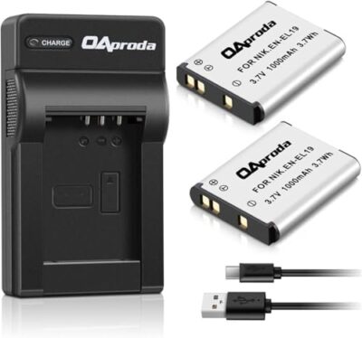 Oaproda 2 Pack En-El19 Battery And Rapid Usb Charger For Nikon Coolpix S32 S33 S100 S2800 S3100 S3200 S3300 S3500 S3600 S3700 S4100 S4200 S4300 S5200 S5300 S6500 S6800 S7000 Son Np-Bj1 Dsc-Rx0 Camera