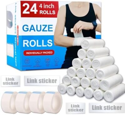 24 Pack Gauze Rolls Bandages 4 ? X 4.1 Yd Premium Quality Lint And Latex-Free Conforming Stretch Designed For Wound Care For Wound Dressing Support(Ideal For Home And Car First Aid Kits)