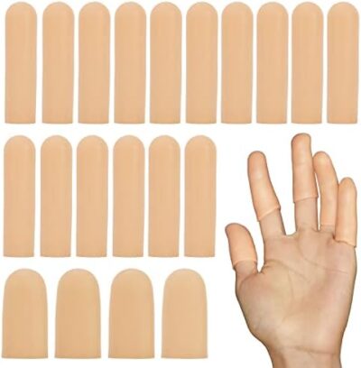 Gel Finger Cots, Silicone Finger Protectors, Fingertip Bandages Band-Aids For Dry Skin, Cracked Fingertip Treatment,Thumb Protector Covers For Hand Eczema Finger Arthritis (20Pcs)