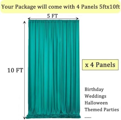 10Ft X 10Ft Wrinkle Free Black Backdrop Curtains For Parties, 2 Panels 5Ftx10Ft Polyester Photo Backdrop Drapes For Wedding Birthday Graduation Photography Background - Image 2