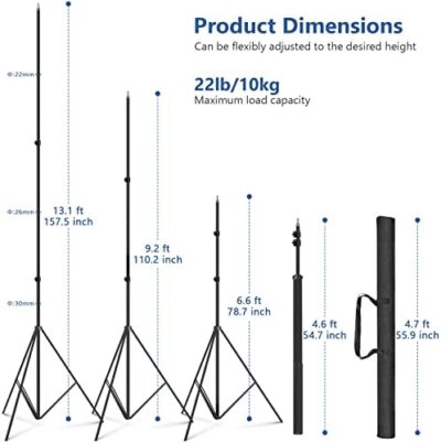 13Ft Heavy Duty Light Stand Photography, Sdfghj Air Cushioned 13'/160Inch/400Cm Sky High Tripod Lighting Stand With Case For Gimbal Stabilizer Video Camera Sports Shooting Studio Led Ring Light Flash - Image 2