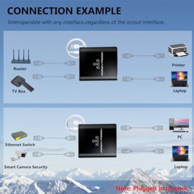 Gigabit Ethernet Splitter 1 To 2 High Speed, 1000Mbps Internet Splitter 1 In 2 Out, Lan Splitter With Usb Power Cable, Rj45 Splitter For Cat5/5E/6/7/8 Cable(2 Devices Simultaneously Networking) - Image 2