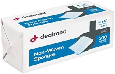 Dealmed 4" X 4" Non-Woven Gauze Sponges, 4-Ply All-Purpose Non-Sterile Gauze Pads, Absorbent Dental Gauze Wound Care For First Aid Kit/Medical Facilities, 200 Count (Pack Of 4)