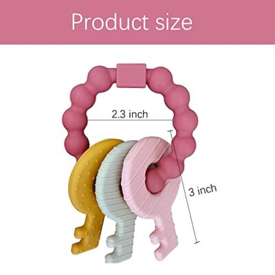 Baby Teething Keys Toys 3 To 12 Months,Infants Toddler Sensory Chew Toys,Teether Toys For Baby Girl-Soft & Raised Texture To Soothe Gums,Bpa Free (Pink) - Image 2