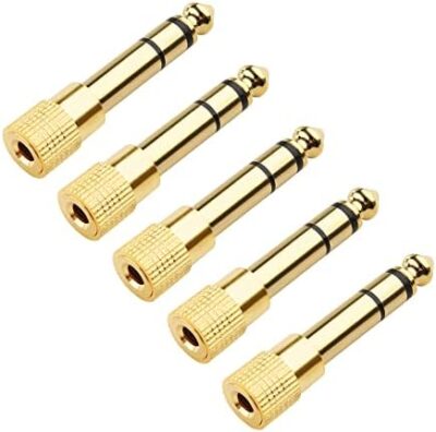 Cable Matters 5-Pack 1/4 To 1/8 Headphone Adapter, 6.35Mm To 3.5Mm Adapter Male To Female, Gold Plated Stereo Headphone 3.5Mm To 1/4 Adapter