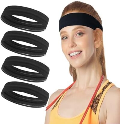 Hjiaruiky Workout Headbands For Women Sports Yoga Elastic Stretchy Headbands For Women Men Non Slip Head Bands Hair Bands For Womens' Hair Black