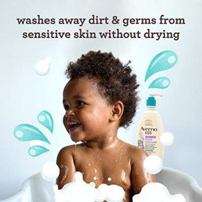 Aveeno Kids Sensitive Skin Face & Body Wash With Oat Extract, Gently Washes Away Dirt & Germs Without Drying, Tear-Free & Suitable For All Skin Tones, Hypoallergenic, 18 Fl. Oz - Image 2