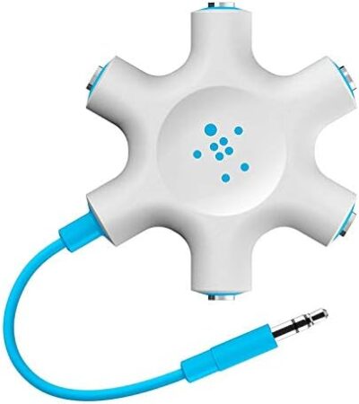 Belkin Rockstar 5-Jack Multi Headphone Audio Splitter (Light Green) - Headphone Splitter Designed To Connect Up To 5 Devices For Classrooms, Audio Mixing & Shared Experiences - For Iphone, Ipad & More