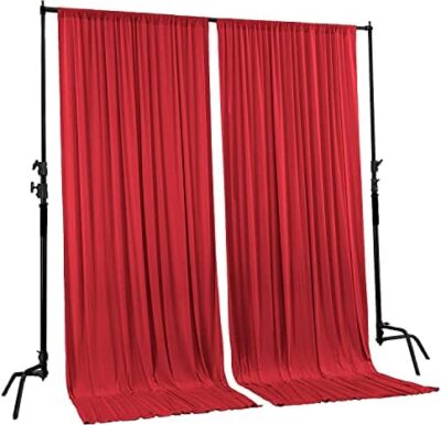 10 Feet X 10 Feet Ifr Polyester Backdrop Drapes Curtains Panels With Rod Pockets - Wedding Ceremony Party Home Window Decorations - Red - Image 2