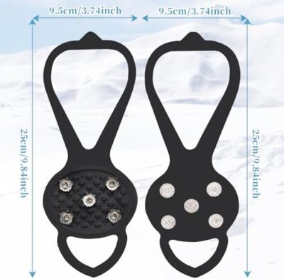 2 Pairs Non Slip Gripper Spike, Ice Grippers Traction Cleats Snow Shoe Spikes Grips Crampons With 10 Steel Studs Cleats - Image 2