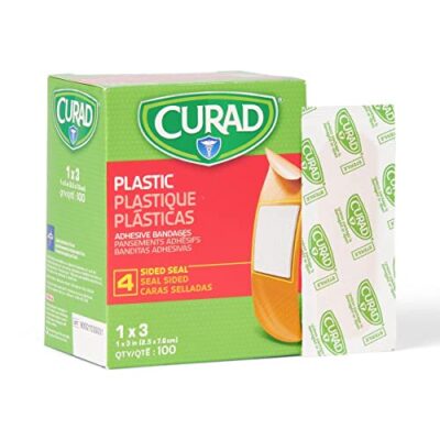 Curad Plastic Adhesive Bandages 1" X 3", Not Made From Natural Rubber Latex, Box Of 100