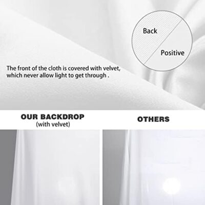 10X20Ft White Photo Backdrops For Photography, Lcuirc Two Rod Pocket White Backdrops Curtain For Parties, Polyester White Background With 4 Clamps For Product Protrait Photoshoot Or Parties Decoration - Image 2