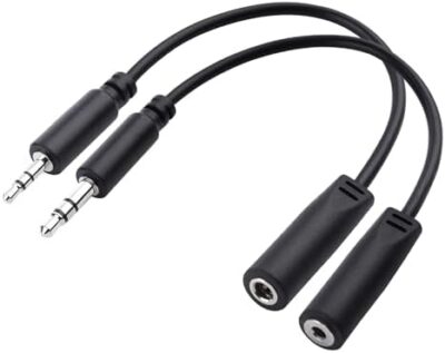 Cable Matters Combo-Pack 2.5Mm And 3.5Mm Headphone Adapter Kit (2.5Mm To 3.5Mm Adapter And 3.5Mm To 2.5Mm Adapter) In Black - 4 Inches