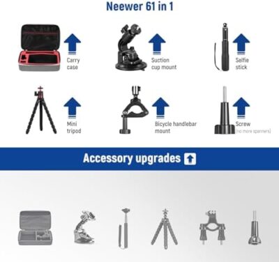 Neewer 50 In 1 Action Camera Accessory Kit Compatible With Gopro Hero 12 11 10 9 Dji Osmo 4 3 2 Insta360 X3 X2 Go 3 Sjcam Dbpower Akaso Victsing Apeman Wimius Qumox Lightdow Campark Sony Sports Dv - Image 2