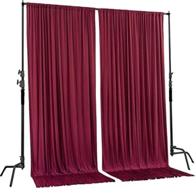 10 Feet X 8 Feet Ifr Polyester Backdrop Drapes Curtains Panels With Rod Pockets - Wedding Ceremony Party Home Window Decorations - Burgundy - Image 2