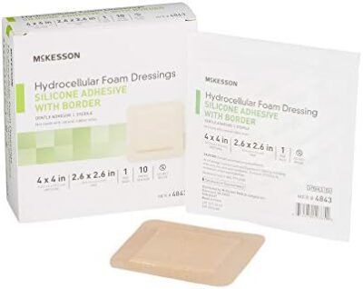 Mckesson Hydrocellular Foam Dressings, Sterile, Silicone Adhesive With Border, Dimension 4 In X 4 In, Pad 3 In X 3 In, 10 Count, 1 Pack