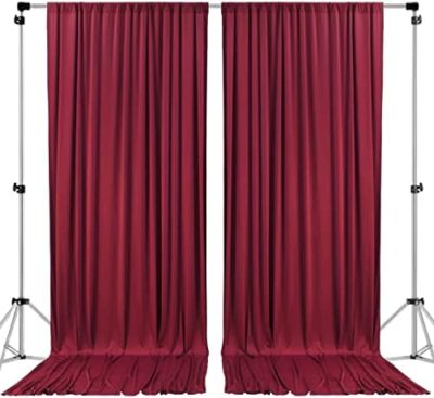 10 Feet X 10 Feet Polyester Backdrop Drapes Curtains Panels With Rod Pockets - Wedding Ceremony Party Home Window Decorations - Burgundy