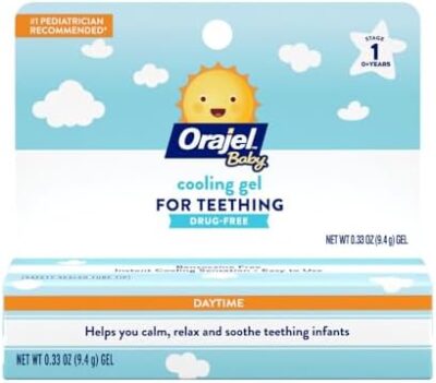 Orajel Baby Daytime Cooling Gel For Teething, Drug-Free, #1 Pediatrician Recommended Brand For Teething*, One .33Oz Tube