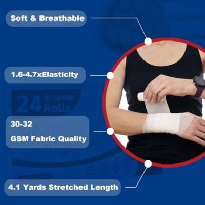 24 Pack Gauze Rolls Bandages 4 ? X 4.1 Yd Premium Quality Lint And Latex-Free Conforming Stretch Designed For Wound Care For Wound Dressing Support(Ideal For Home And Car First Aid Kits) - Image 3