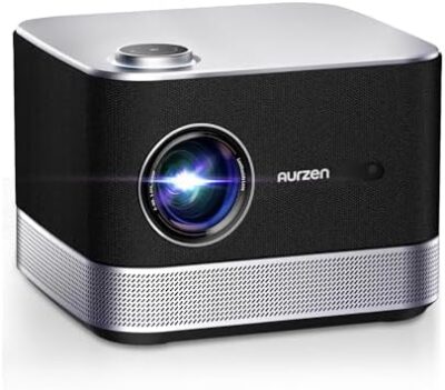 3-In-1 Projector 4K Supported, Aurzen Boom 3 Smart Projector With Wifi And Bluetooth, 3D Doiby Audio & 36W Speakers, Auto Focus & Keystone, Netflix Official 500 Ansi Home Outdoor Proyector, Black