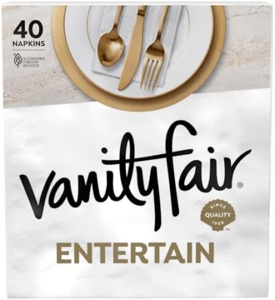 Vanity Fair Entertain Paper Napkins, 320 Count, Disposable Napkins Made For Entertaining And Events