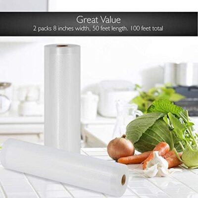 Nutrichef Vacuum Sealer Bags - Universal Rolls For Custom Length Food Storage, Compatible With Most Sealers, Bpa-Free Multi-Layered Design, Reusable, Microwave & Sous Vide Safe, 2 Pack, 8?X10? Each - Image 3