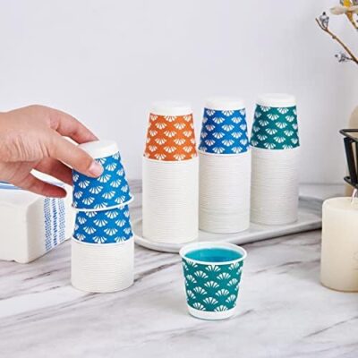 300 Pack 3 Oz Paper Cups, Disposable Bathroom Cups, Small Mouthwash Cups, Rinse Cups, Orange Blue And Green Mini Cups For Candy And Biscuits, Perfect For Bathroom, Party, Picnic, Travel - Image 3