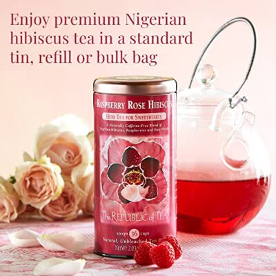 The Republic Of Tea Raspberry Rose Hibiscus Tea, 36 Count Tea Bag Tin - Image 3