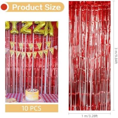 10 Pack Silver Foil Curtain Backdrop 3.2Ft X 9.8Ft Silver Metallic Tinsel Foil Fringe Curtains Streamer Photo Booth Backdrop For Birthday Party Engagement Bachelorette Party Decorations (Silver) - Image 3