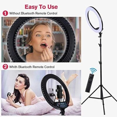 18 Inch Led Ring Light With Tripod Stand Dimmable Makeup Selfie Ring Light For Studio Portrait Youtube Vlog Video Shooting With Carrying Bag And Remote Controller, Cri 90 - Image 3