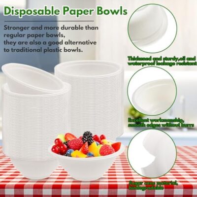 100 Pack 8 Oz Disposable Paper Bowls,Compostable Bagasse Bowls,Small Biodegradable Heavy-Duty Bowls For Hot And Cold Food - Image 3