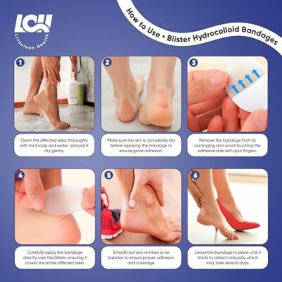 (30 Ct) Blister Bandages For Feet, Runners, Heels & Active Movement - Water Resistant Hydrocolloid Blisters, Adhesive Blisters Pads, Blister Prevention For Fingers, Toes, Forefoot - Image 3