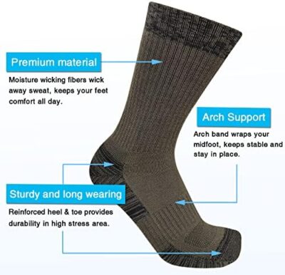 Aptyid Men'S Moisture Wicking Cushioned Crew Work Boot Socks (4 Pairs / 6 Pairs) - Image 2