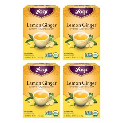 Yogi Tea Lemon Ginger - 16 Bags Per Pack (4 Packs) - Organic Ginger Root Tea To Support Healthy Digestion - Includes Lemongrass, Licorice Root, Lemon Peel & More