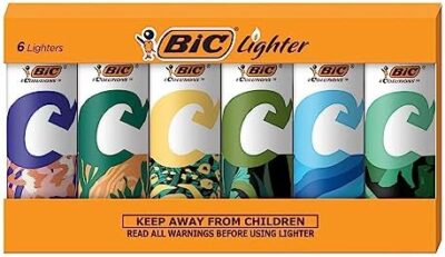 Bic Ecolutions Maxi Pocket Lighter, 6-Pack Of Ecofriendly Candle Lighters, 100% Recycled Packaging And 55% Recycled Metal, 30% Carbon Offset