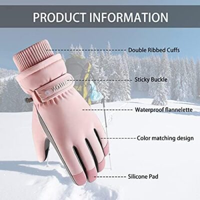 Andiker Women Winter Ski Gloves, Waterproof Touchscreen Snowboard Gloves, Windproof Warm Snow Gloves For Skiing Running And Cycling - Image 2