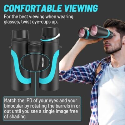 15X55 Hd Binoculars For Adults High Powered, Large View Binoculars Bak4 Prism Waterproof Binoculars -Lightweight Binoculars For Bird Watching Hiking Travel Cruise Trip With Phone Adapter(Blue) - Image 2