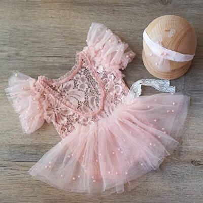 Zeroest Newborn Photography Outfits Girl Lace Romper Newborn Photography Props Rompers Baby Girls Skirt Photoshoot 3 Pcs - Image 2