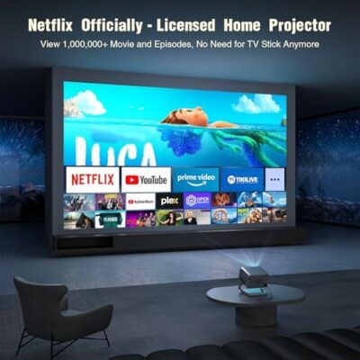 [Netflix Officially & Ai Auto Focus] Voplls 4K Projector With Wifi And Bluetooth, 3D Doiby Audio & Auto Keystone Video Projector, 600 Ansi Outdoor Movie Projector, 50% Zoom, Max 300''Display(Grey) - Image 3