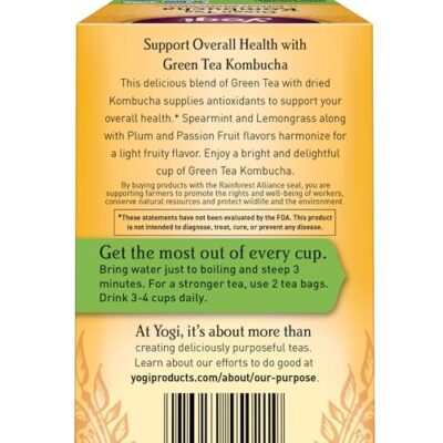 Yogi Tea - Green Tea Kombucha (6 Pack) - Supplies Antioxidants To Support Overall Health - Contains Caffeine - 96 Organic Green Tea Bags - Image 2