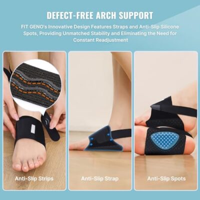 Arch Support For Plantar Fasciitis Relief: Upgraded Non-Slip Wearable Arch Support Inserts W/Built-In Orthotics - Adjustable Brace W/Gel Pads For Flat Feet High & Fallen Arch For Men Women - Image 3