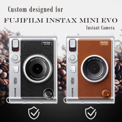 Rieibi Accessories For Fujifilm Instax Mini Evo Instant Camera, Gift Bundle Includes Clear Instax Mini Evo Case & Instax Mini Evo Lens Cap With Anti-Loss String & Screen Protector - Image 2