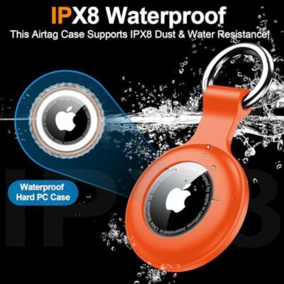 4 Pack,Ipx8 Waterproof Airtag Holder For Apple Air Tags With Air Tag Keychain,Shockproof Gps Cover [Anti-Scratch] [Pc+Silicone] Air-Tag Item Finders Case For Pets,Kids,Luggages-Black/Blue/Green/Red - Image 2