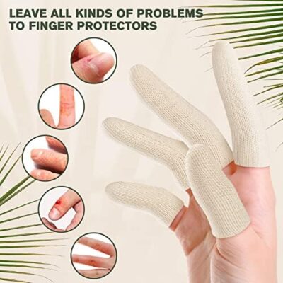 Evridwear 20Pcs Premium Cotton Comfort Cushion Finger Toe Thumb Cot Sleeves Protect Fingertips Hand Eczema Skin Cracking Calluses Wicks Moisture Jewelry Clean Smudges (Short Length) - Image 3